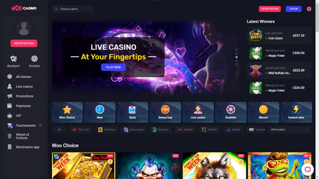 Woo Casino Screenshot