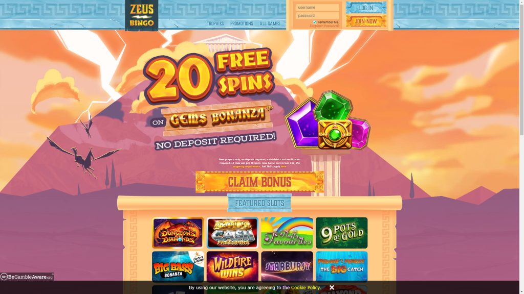 Zeus Bingo Screenshot