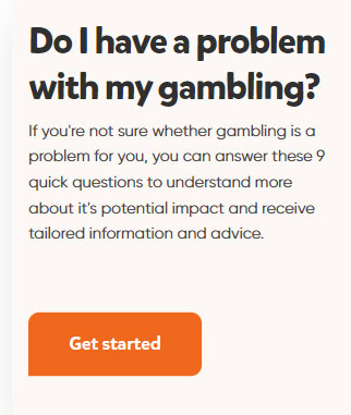 Screenshot of the gambline addiction test at begambleaware.org