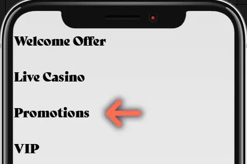 image showing promotions tab on a casino site