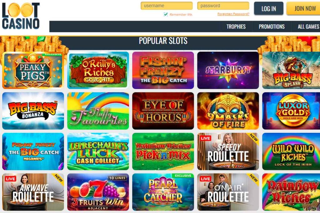 Loot Casino popular slots