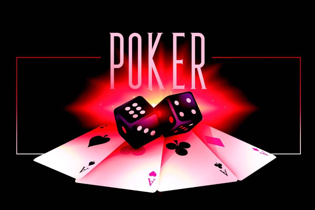 poker with cards and dice