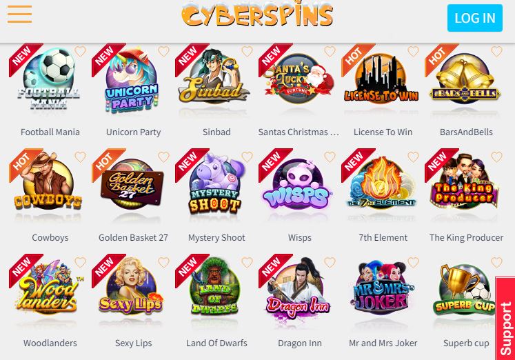 Cyberspins casino games