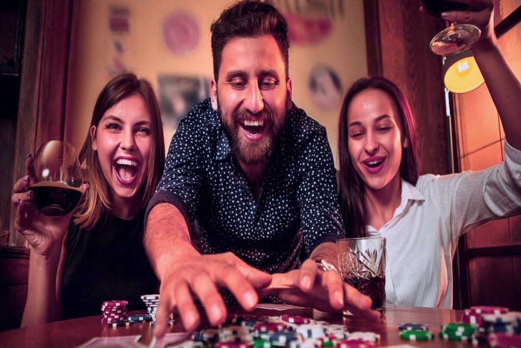 People having fun while gambling