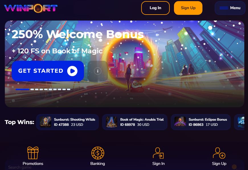 WinPort Casino Welcome Bonus Offer