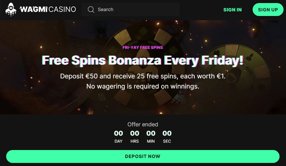Wagmi casino free spins offer every friday