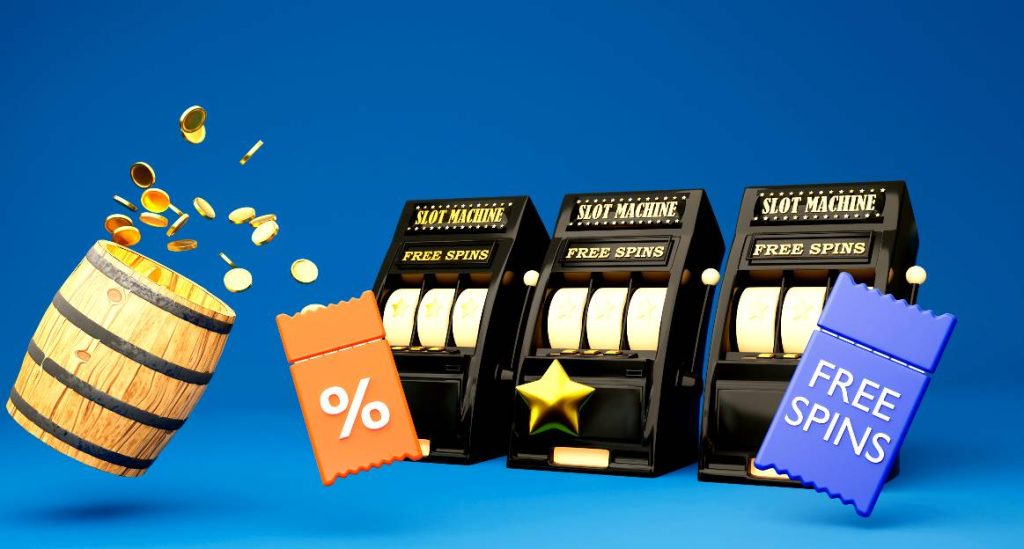 Online casino 3d realistic slot machines with free spins blue background