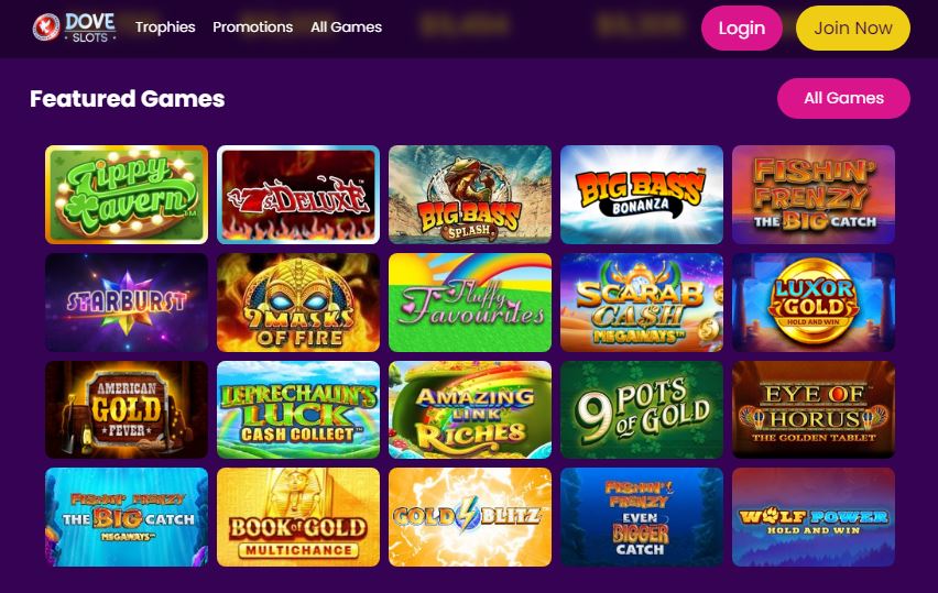 Dove Slots Casino Featured Games