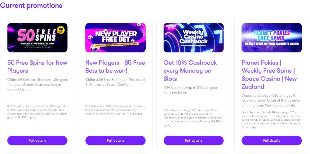 Space casino Current Promotions