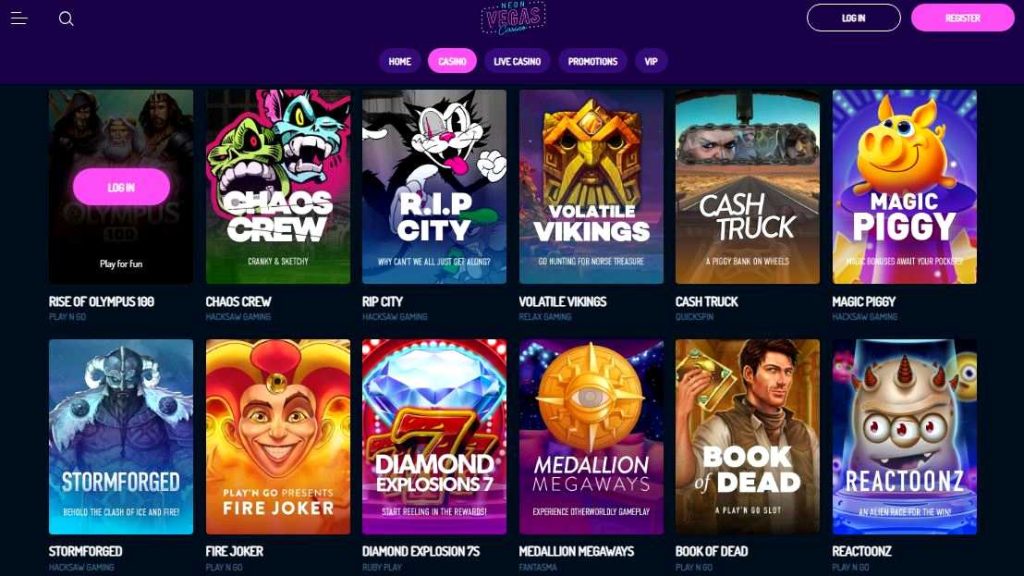 Neon Vegas Casino Popular Slots
