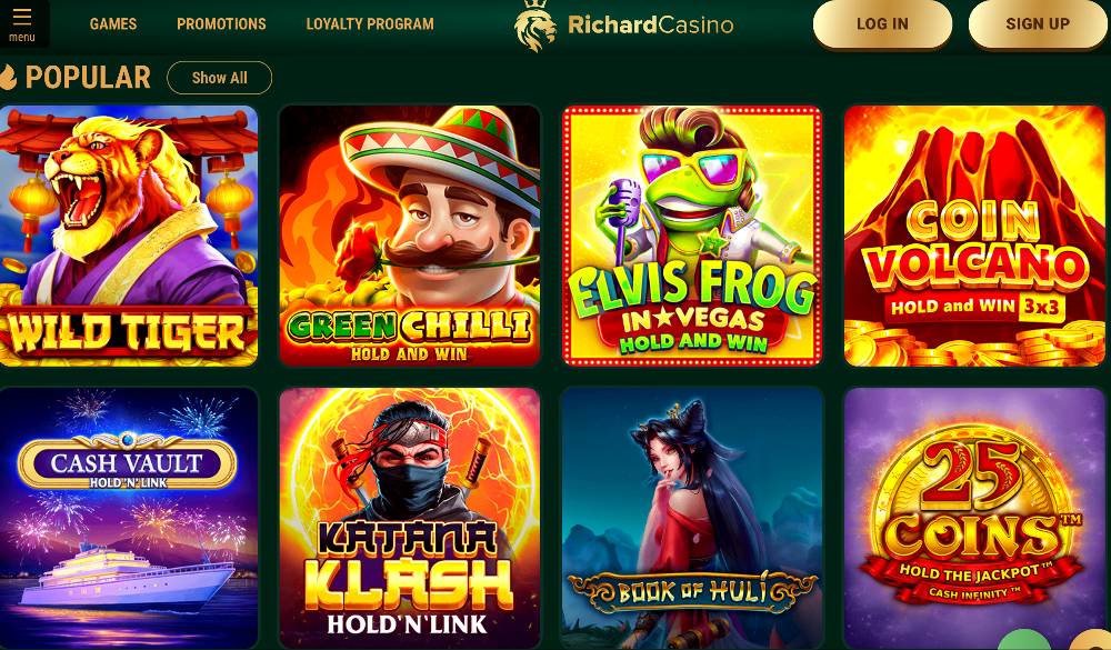 Richard Casino popoular slots