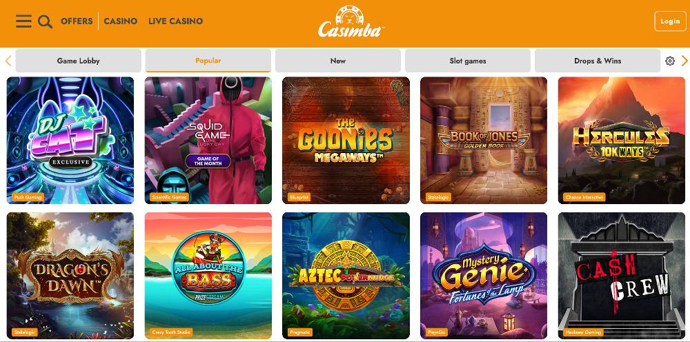 Casimba Casino Popular Slots