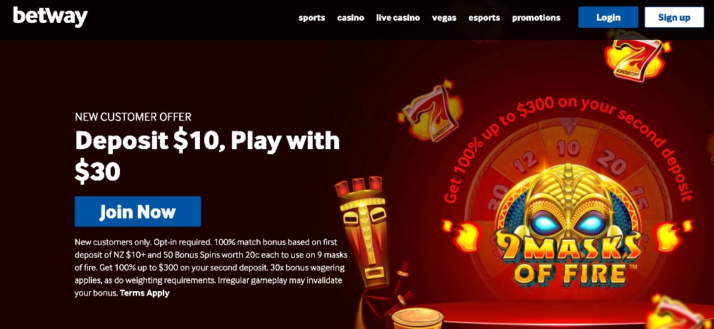 Betway Casino Deposit $10, Play with $30 Bonus