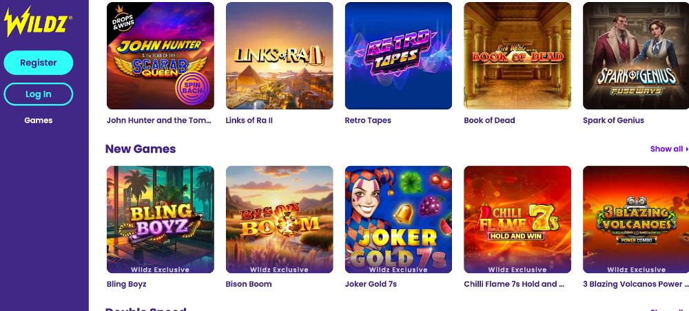 Wildz casino popular games