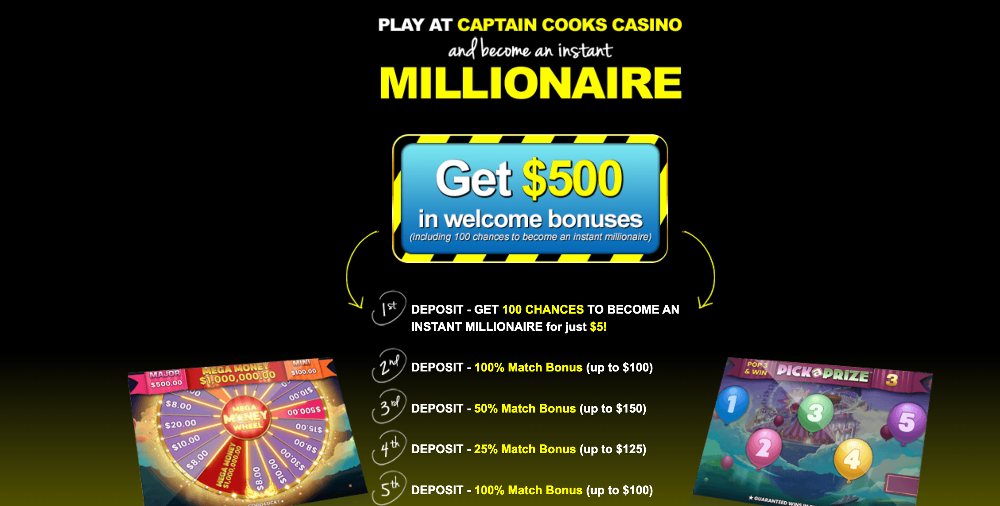 Captain Cooks Casino Welcome Bonus